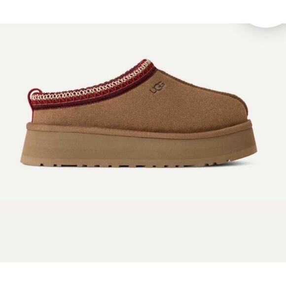 UGG Uggs Women's Tazz II Chestnut Leather Platform Lined Slippers US Size 11 - Picture 1 of 16